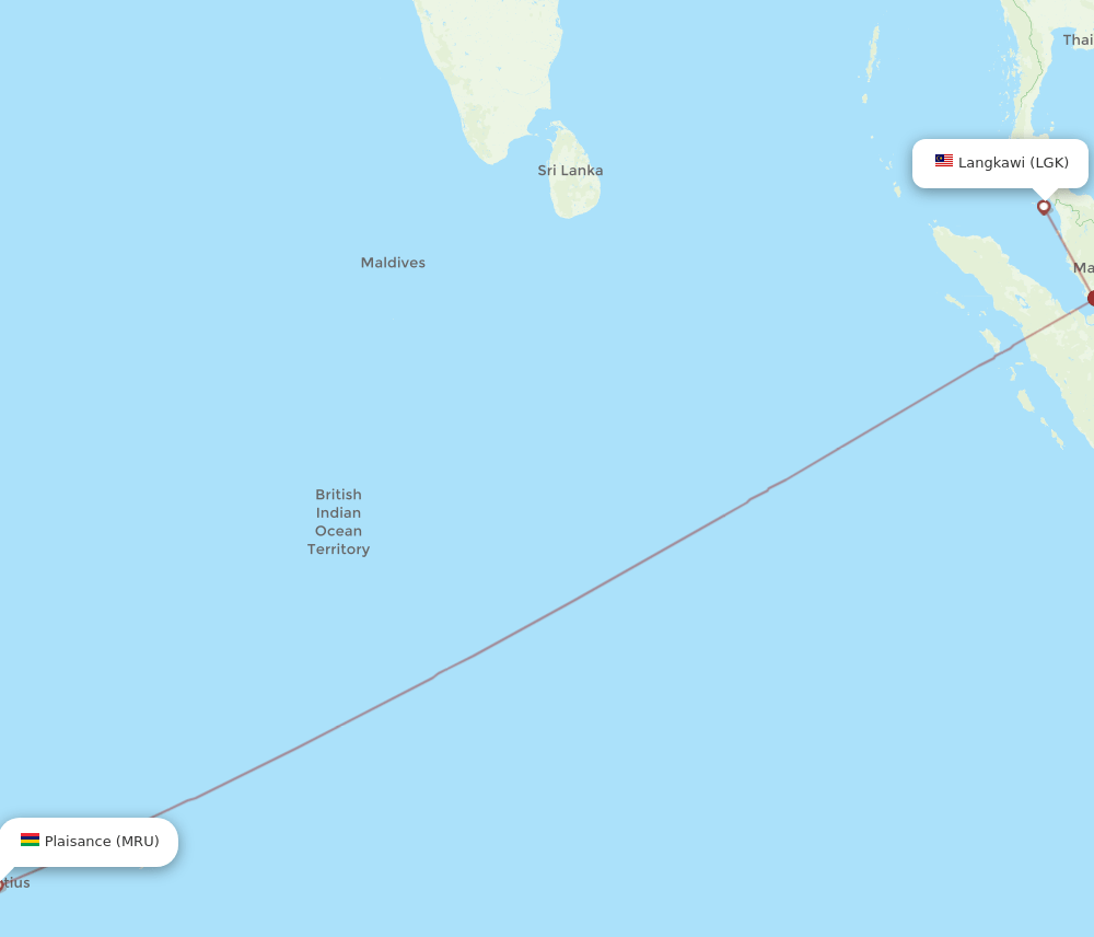MRU-LGK flight routes