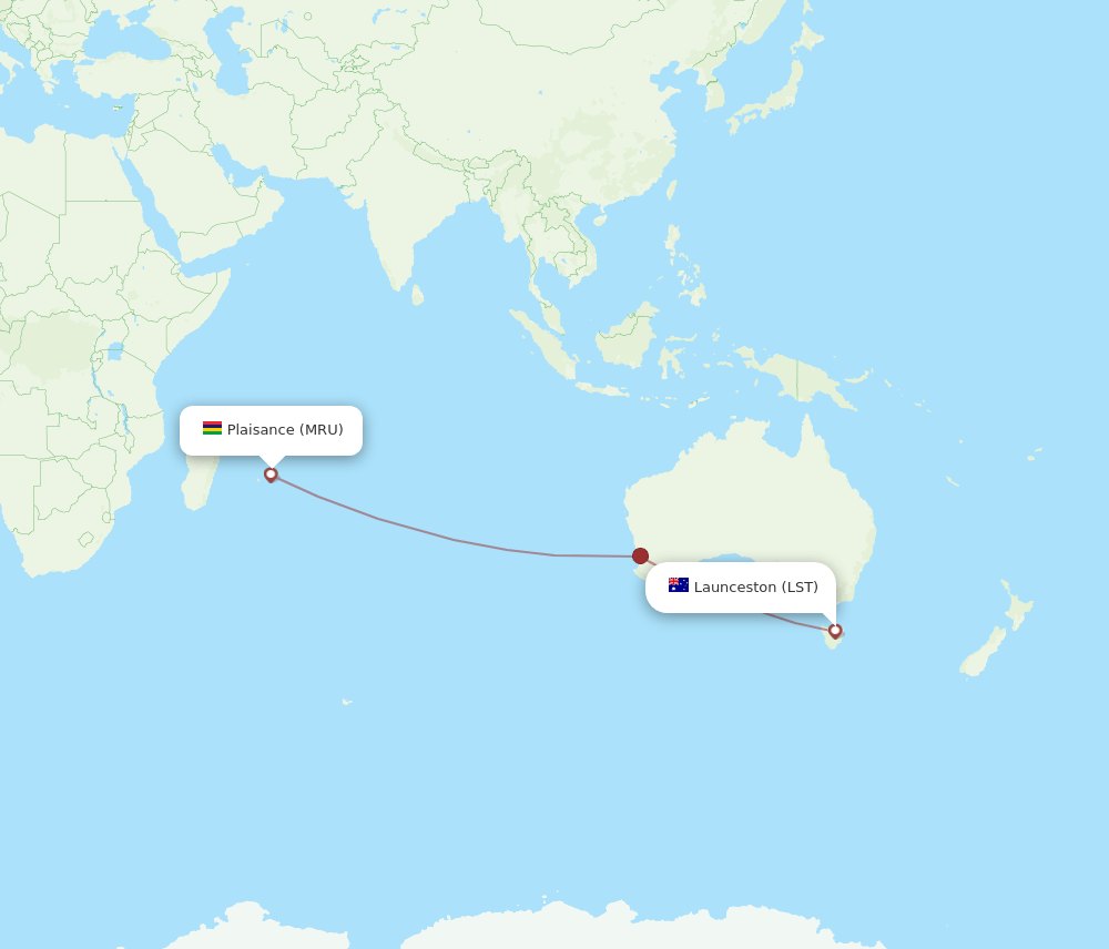 MRU-LST flight routes