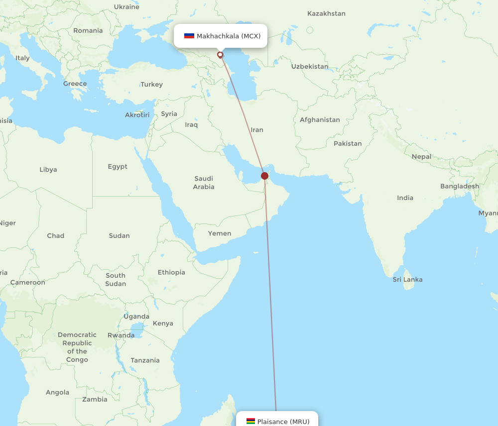 MRU-MCX flight routes