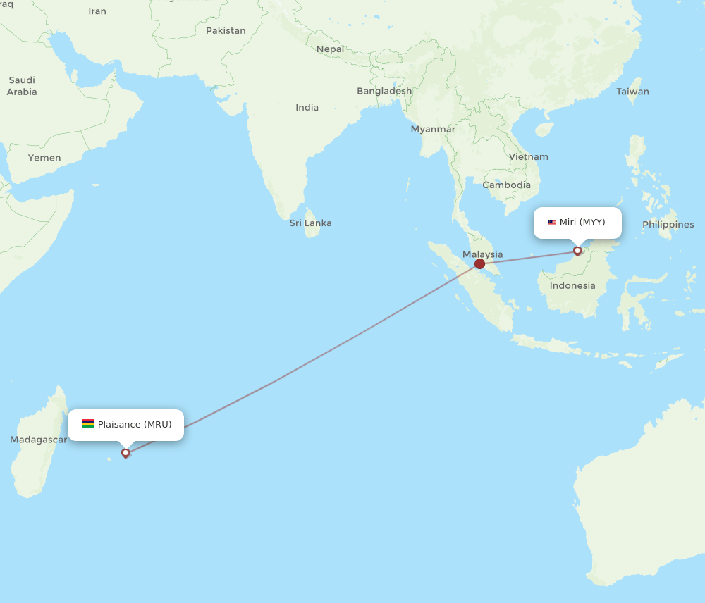 MRU-MYY flight routes