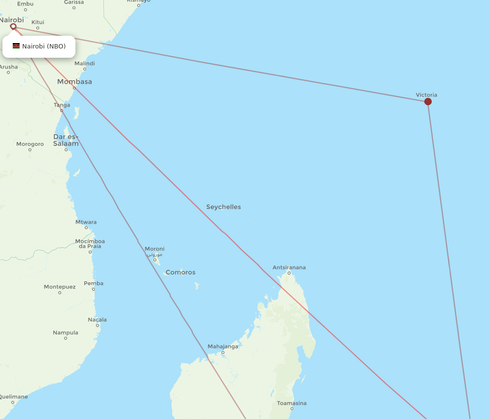 MRU to NBO flights and routes map