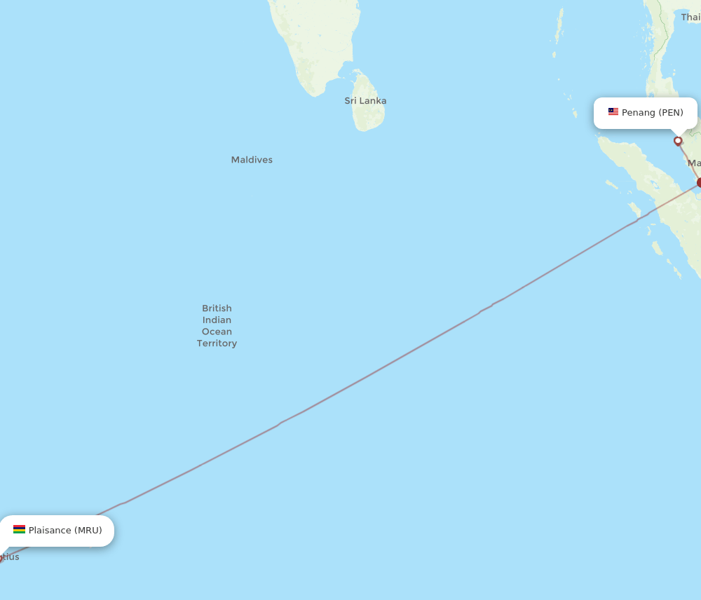 MRU-PEN flight routes