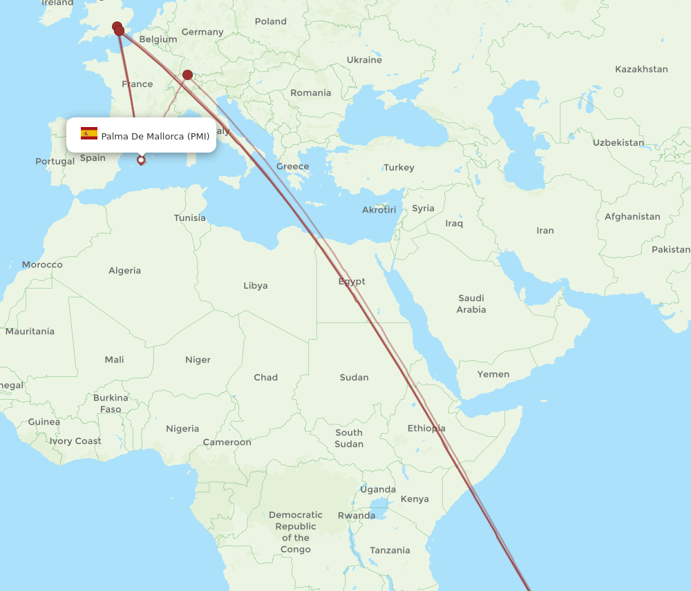 MRU-PMI flight routes