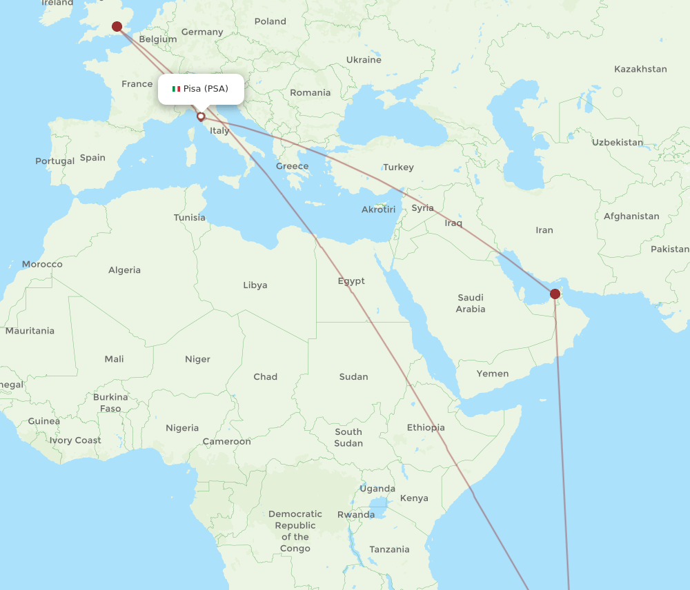 MRU-PSA flight routes