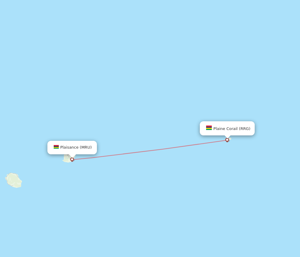 MRU to RRG flights and routes map