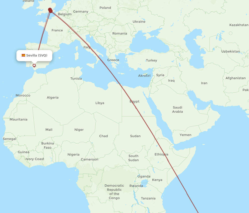 MRU-SVQ flight routes