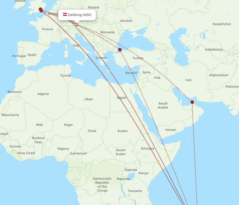 MRU-SZG flight routes