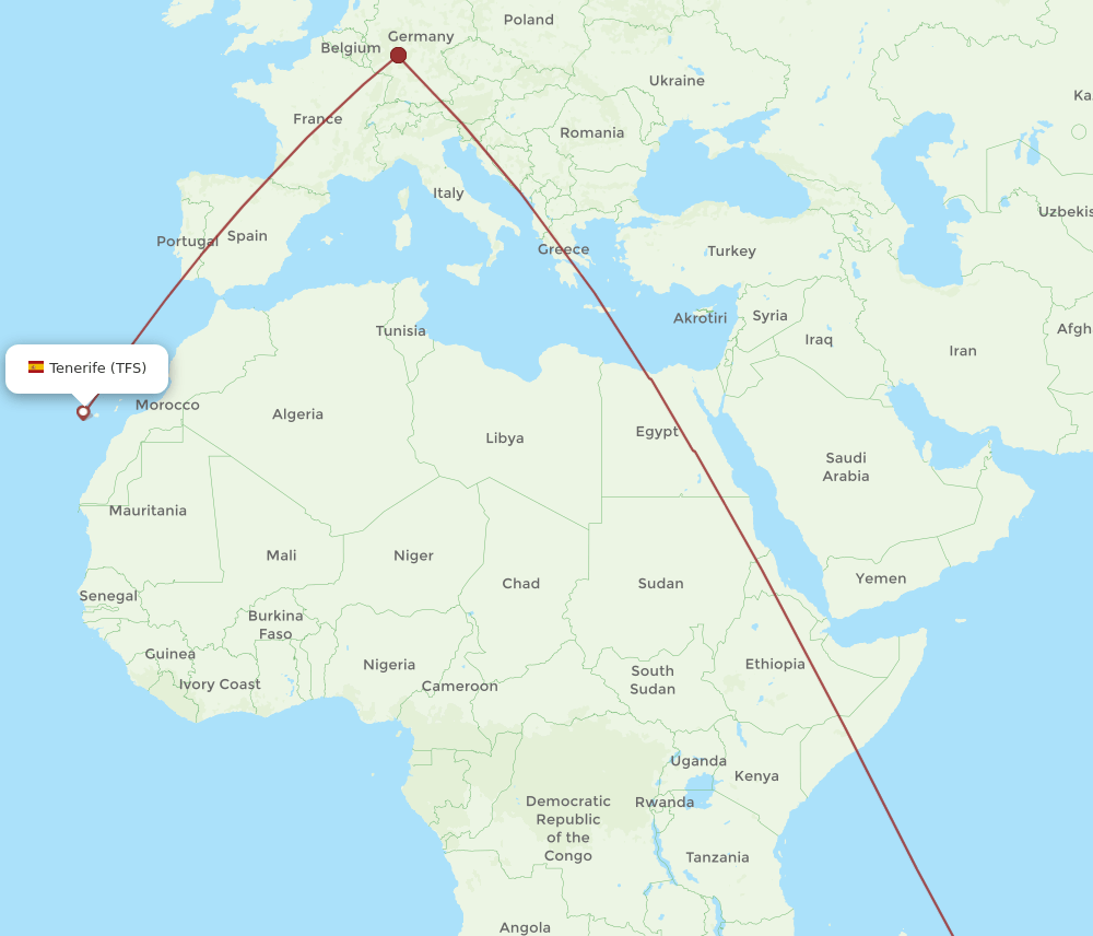 MRU-TFS flight routes