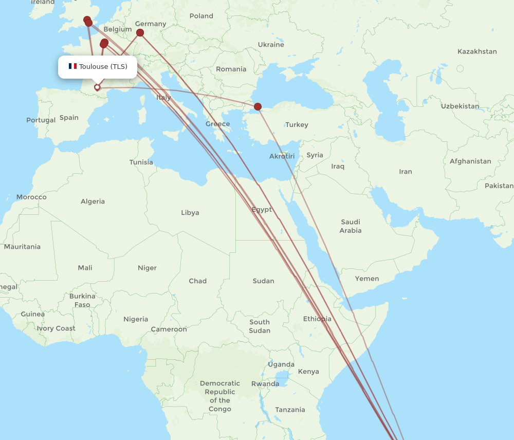 MRU-TLS flight routes