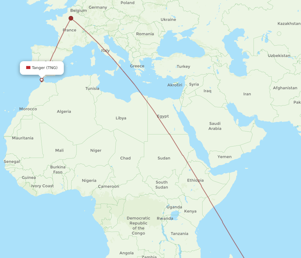 MRU-TNG flight routes