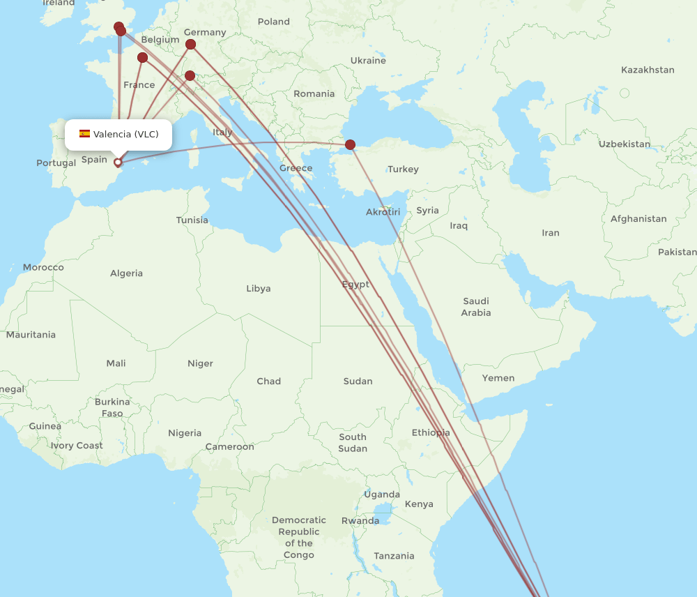 MRU-VLC flight routes