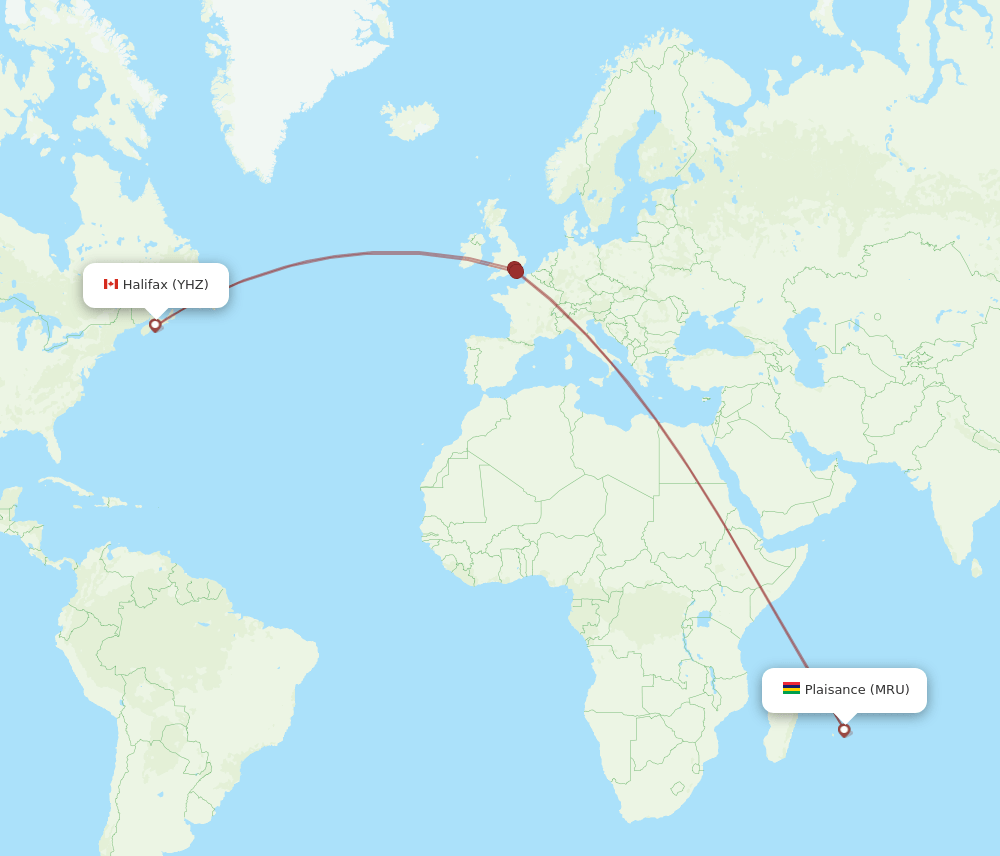 MRU-YHZ flight routes