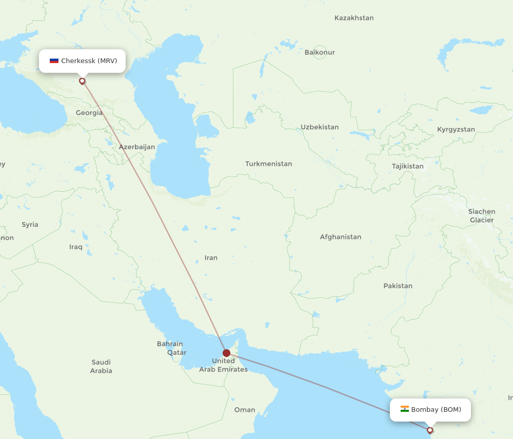 MRV-BOM flight routes