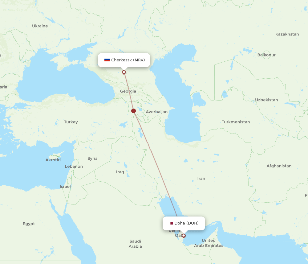 MRV-DOH flight routes