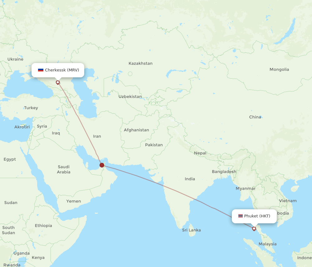 MRV-HKT flight routes