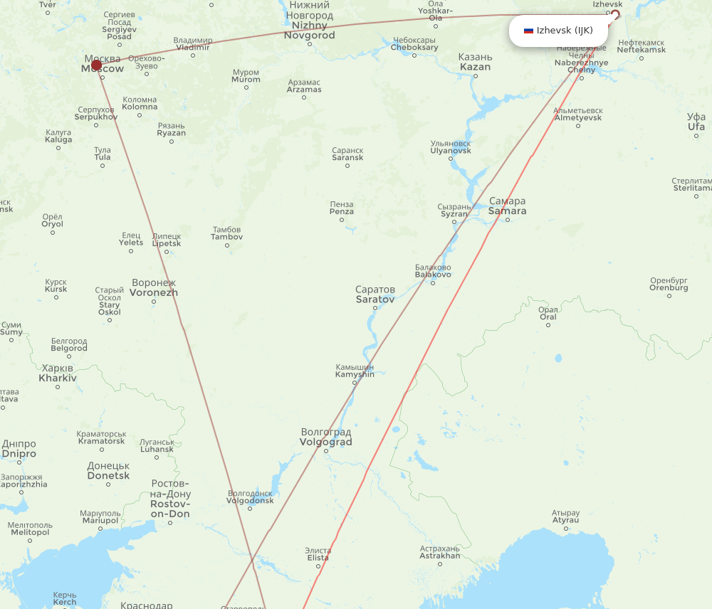 MRV to IJK flights and routes map