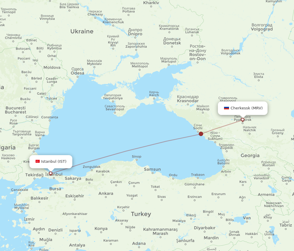 MRV to IST flights and routes map