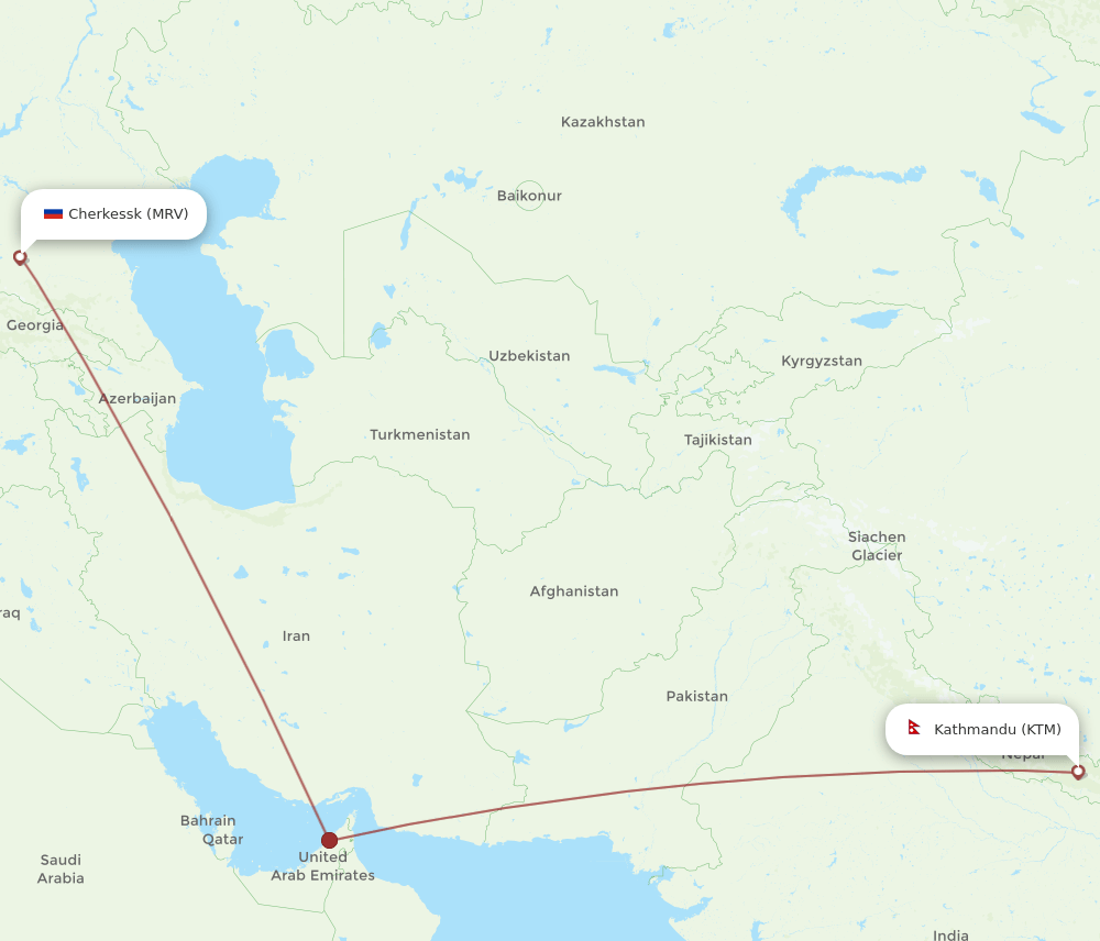 MRV to KTM flights and routes map