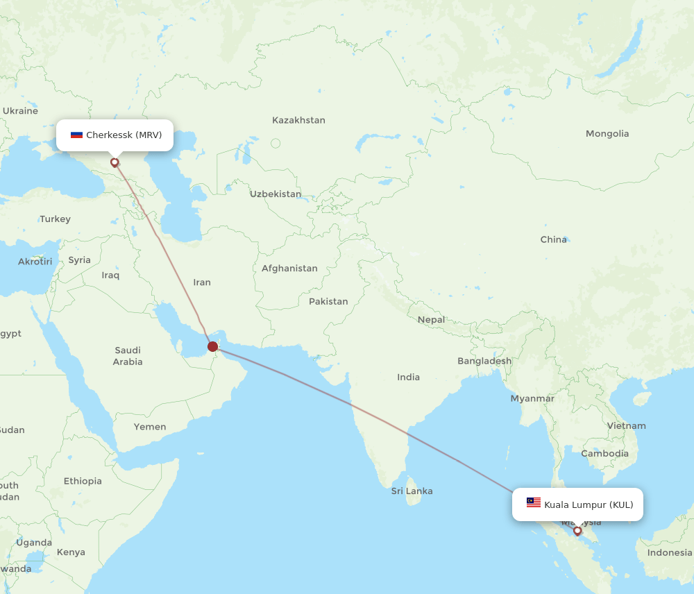 MRV to KUL flights and routes map