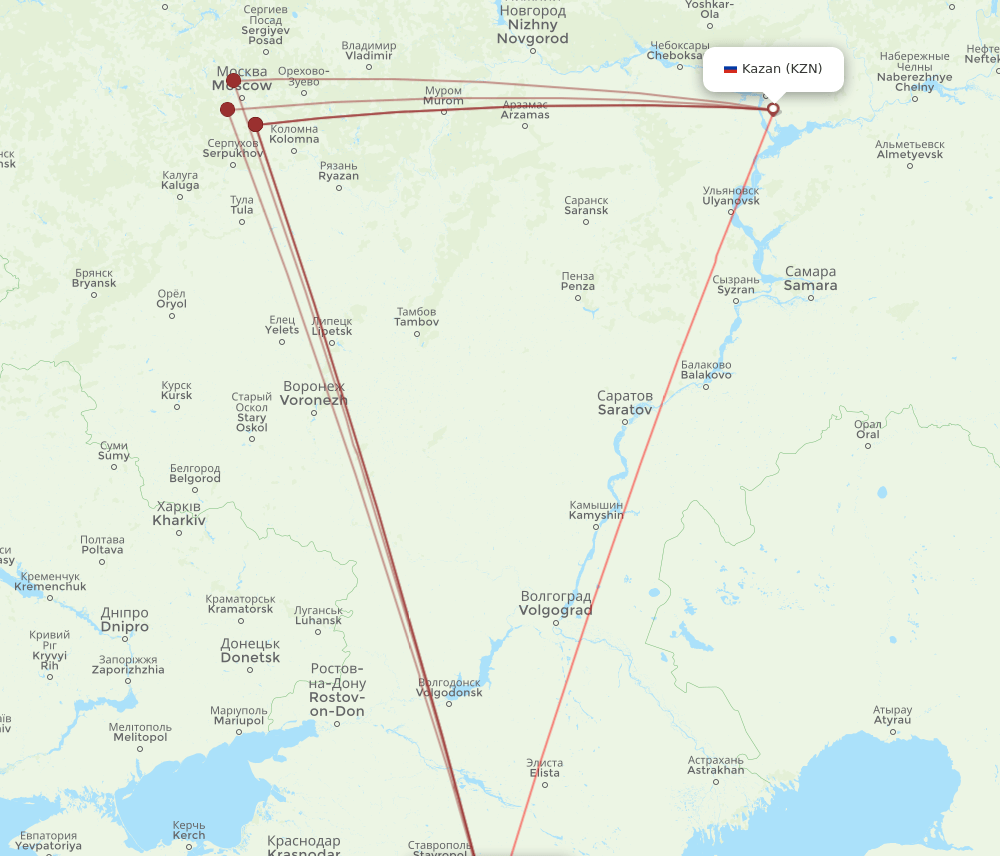 MRV to KZN flights and routes map