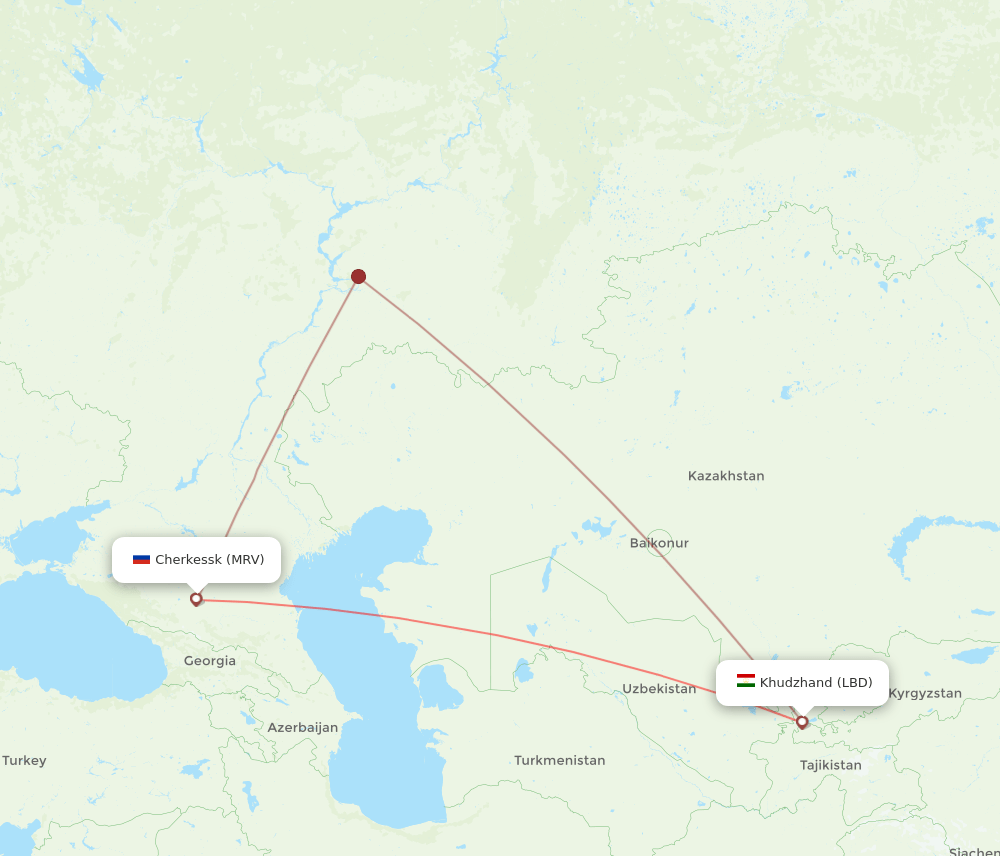 Mineralnye Vody - Khujand route map and flight paths