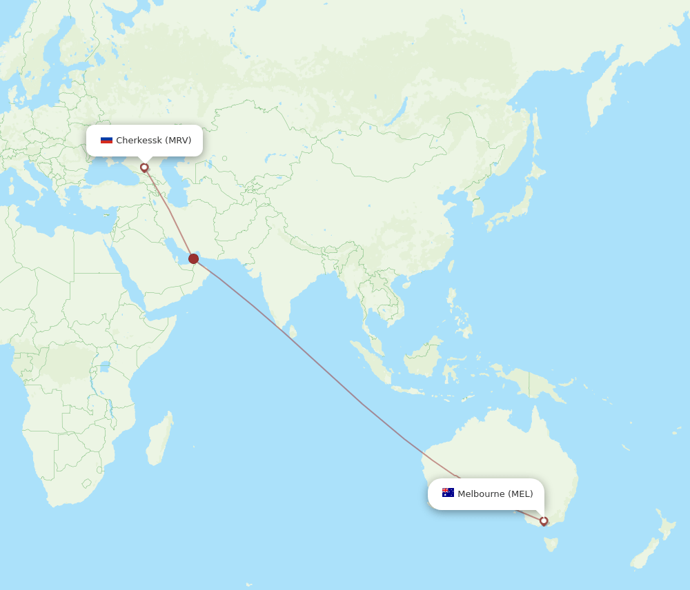 MRV-MEL flight routes