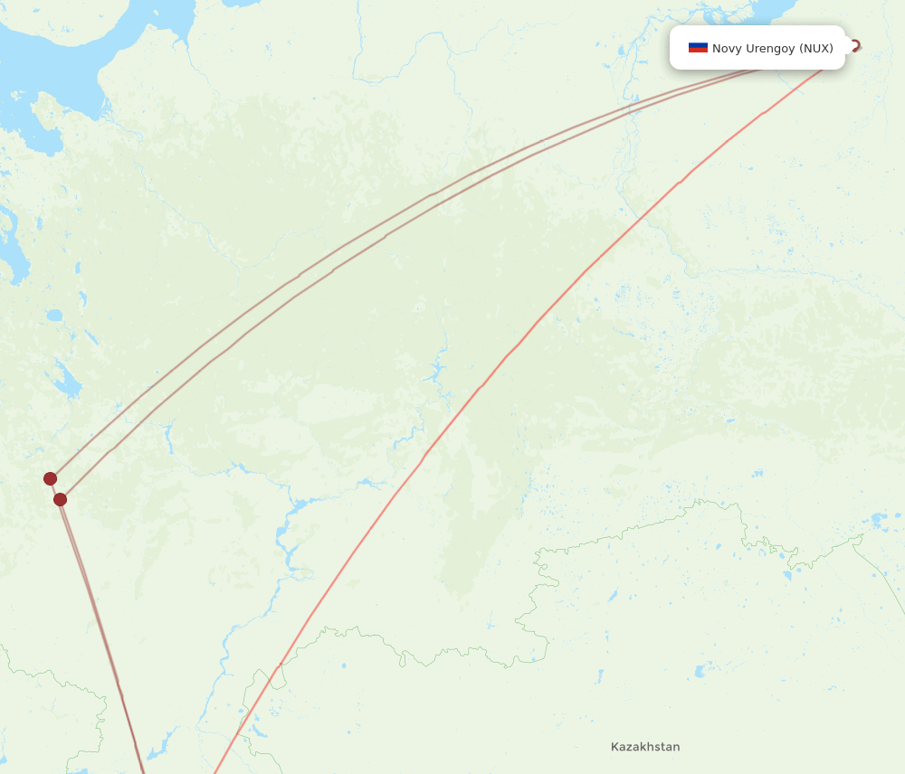 MRV to NUX flights and routes map
