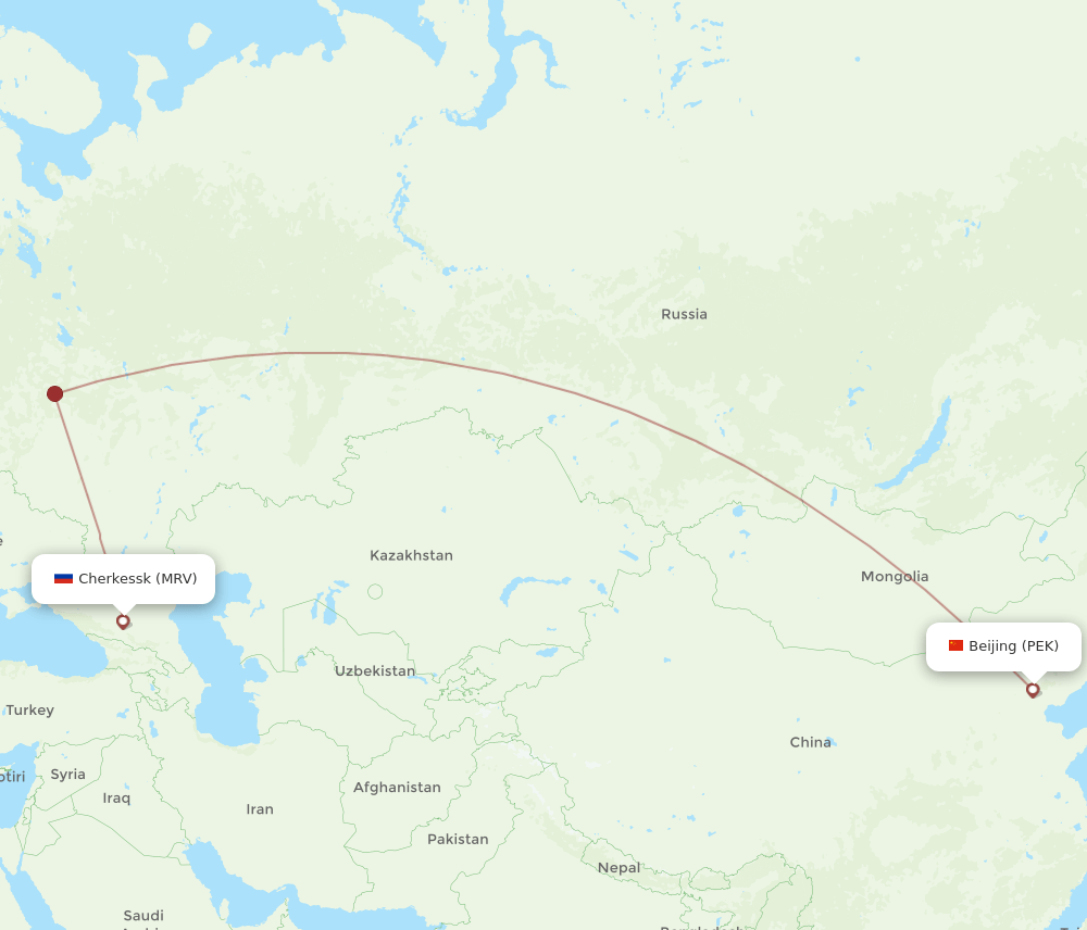 MRV-PEK flight routes
