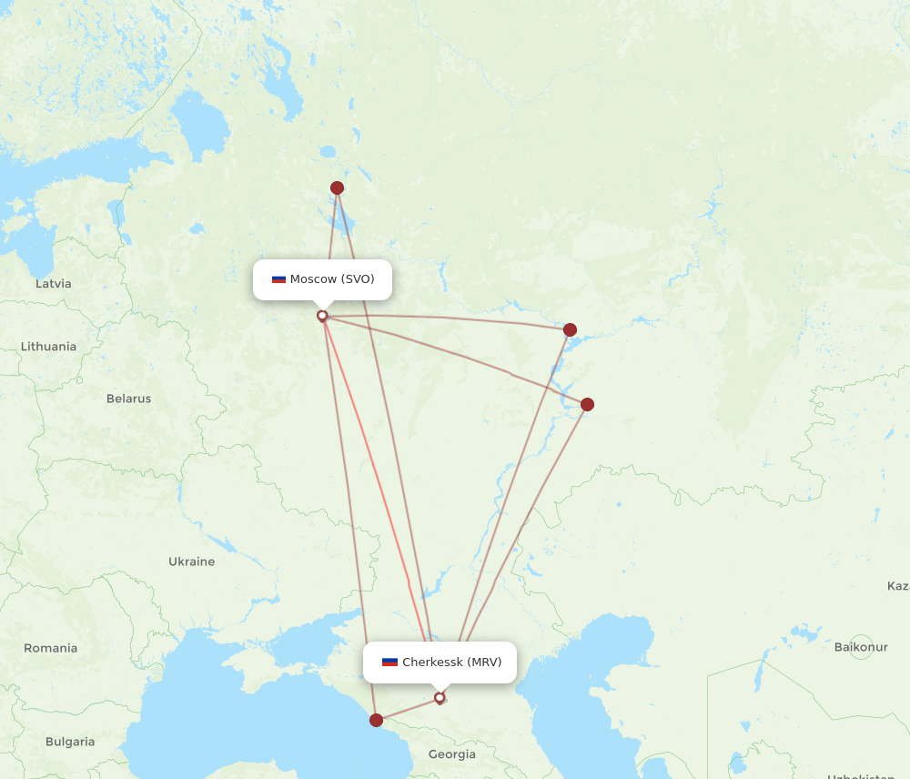 MRV to SVO flights and routes map