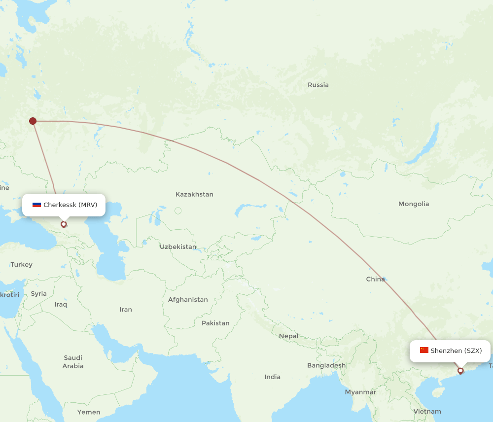 MRV-SZX flight routes