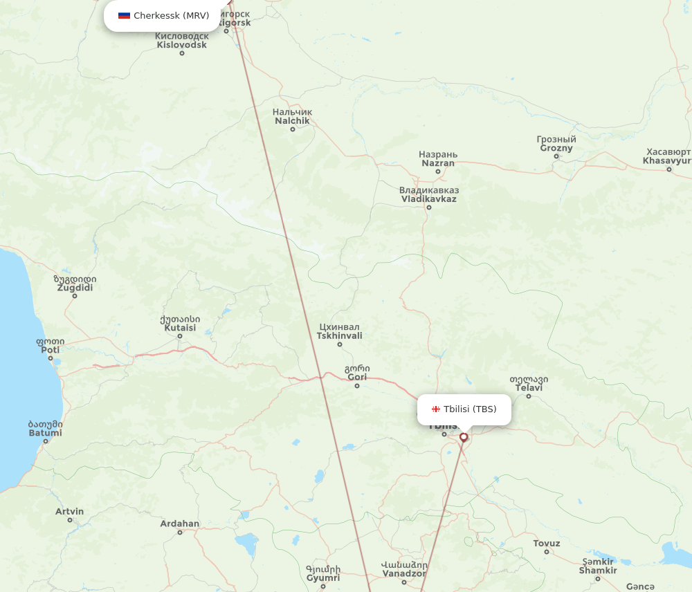 MRV to TBS flights and routes map