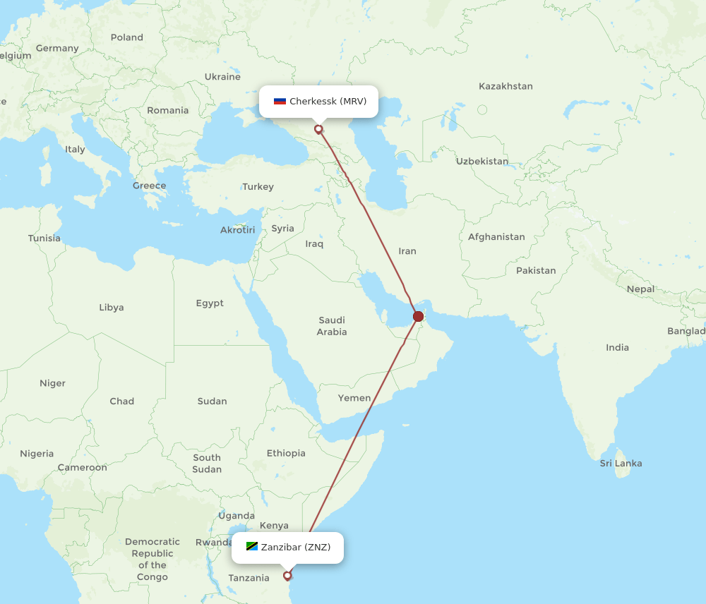 MRV-ZNZ flight routes