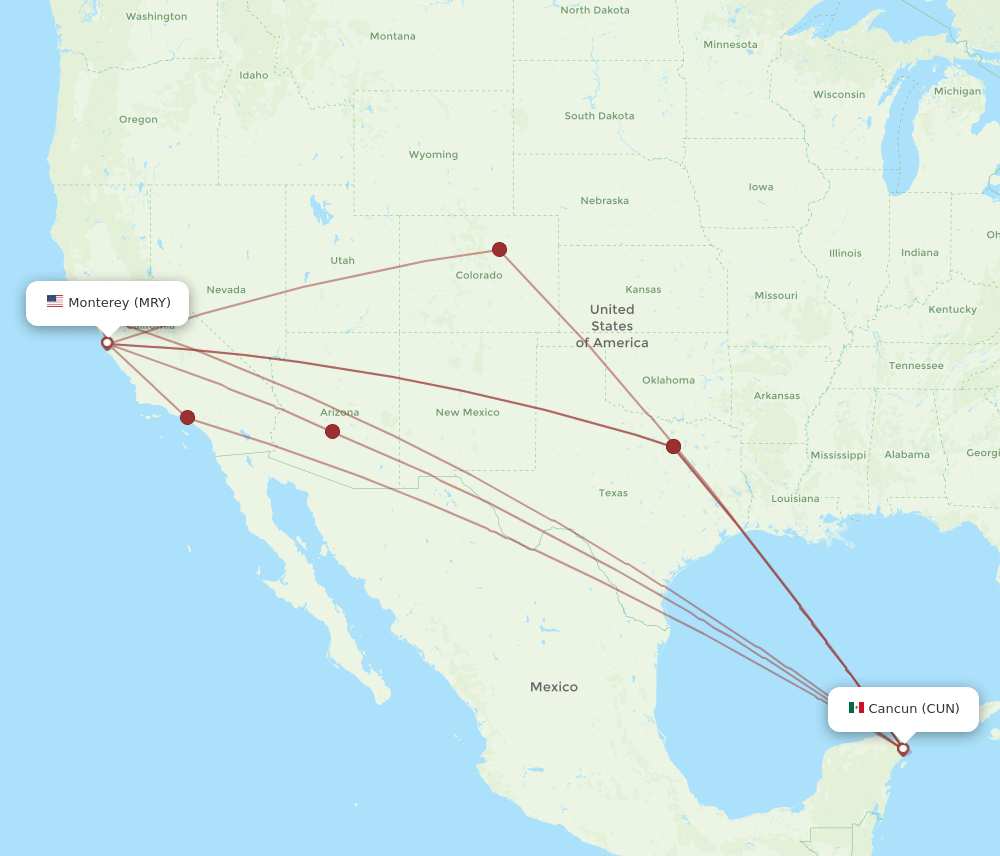 MRY-CUN flight routes
