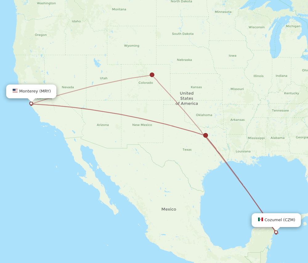 MRY-CZM flight routes