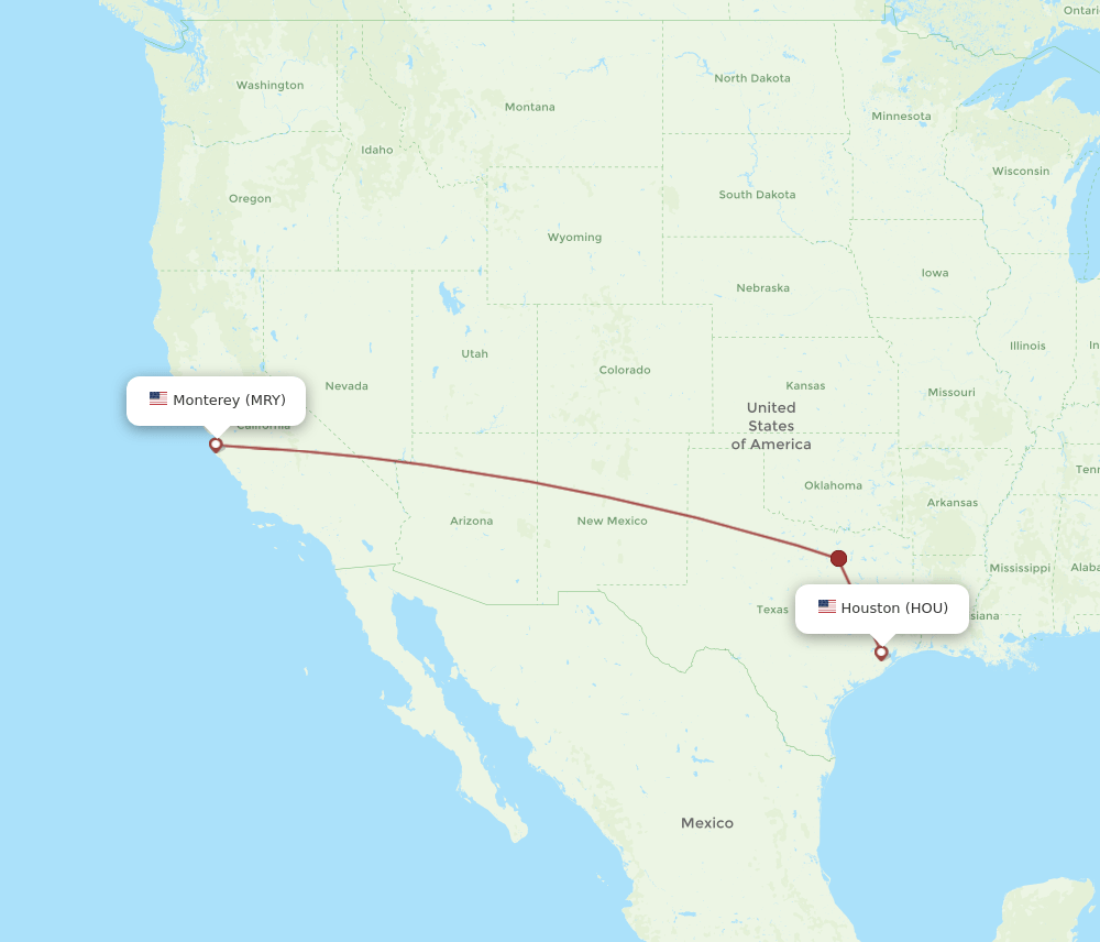 MRY to HOU flights and routes map