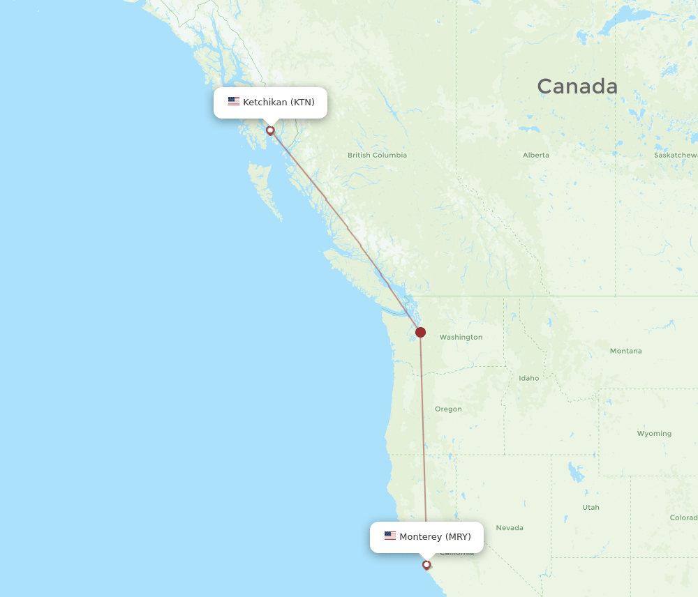 MRY-KTN flight routes