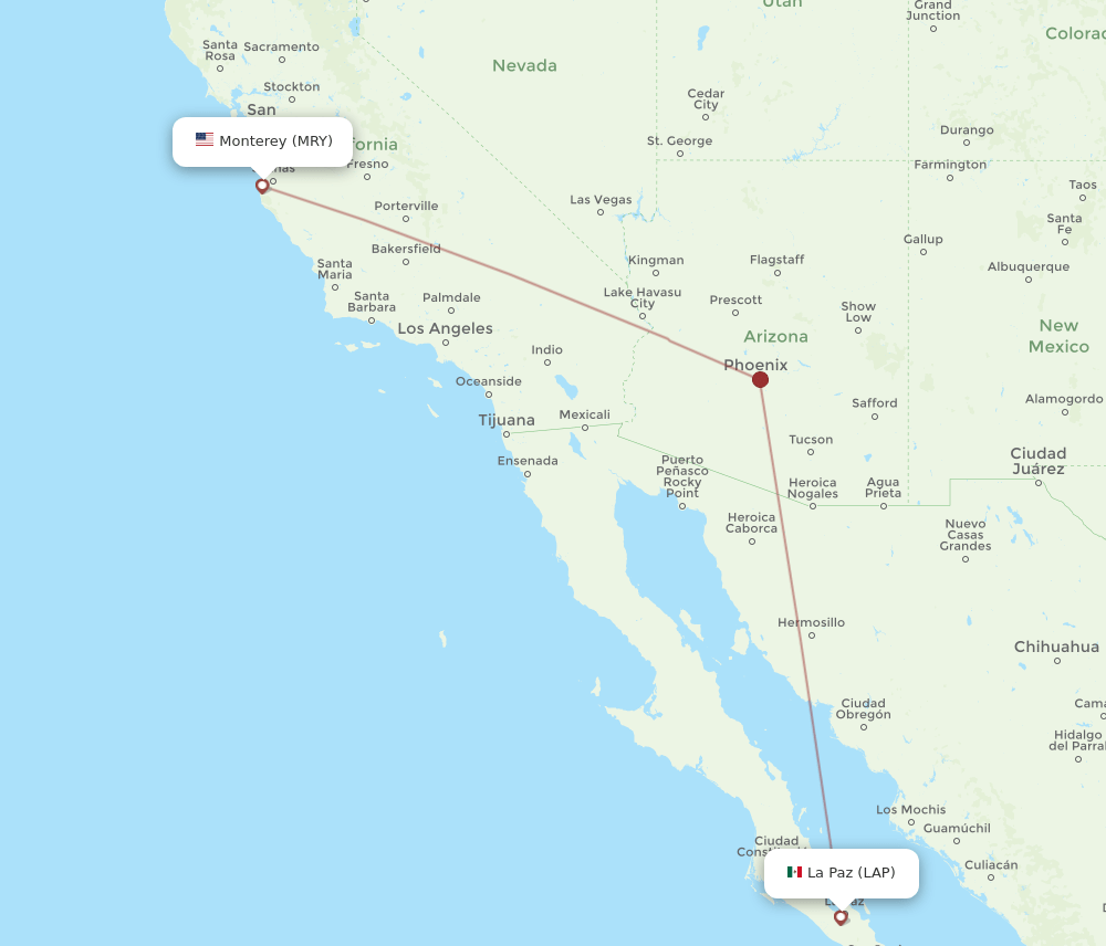 MRY-LAP flight routes