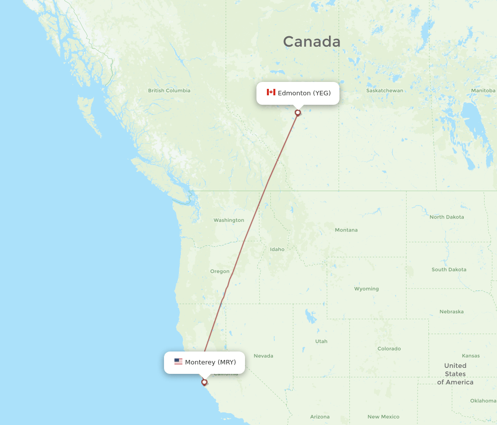 MRY-YEG flight routes