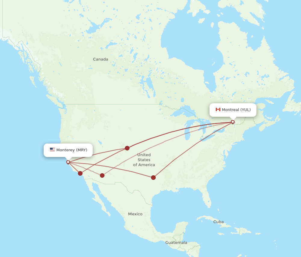 MRY-YUL flight routes
