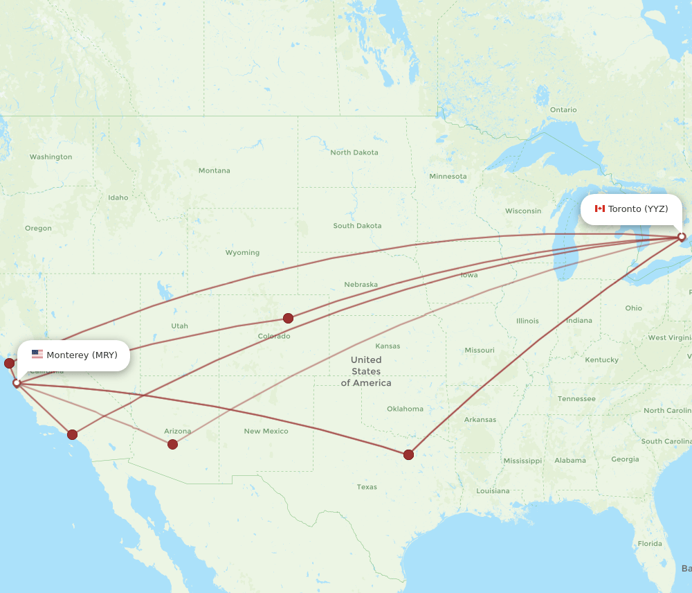 MRY-YYZ flight routes