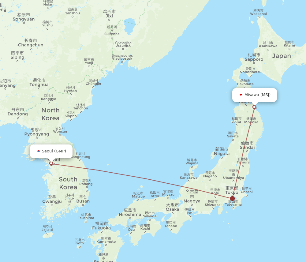 MSJ-GMP flight routes