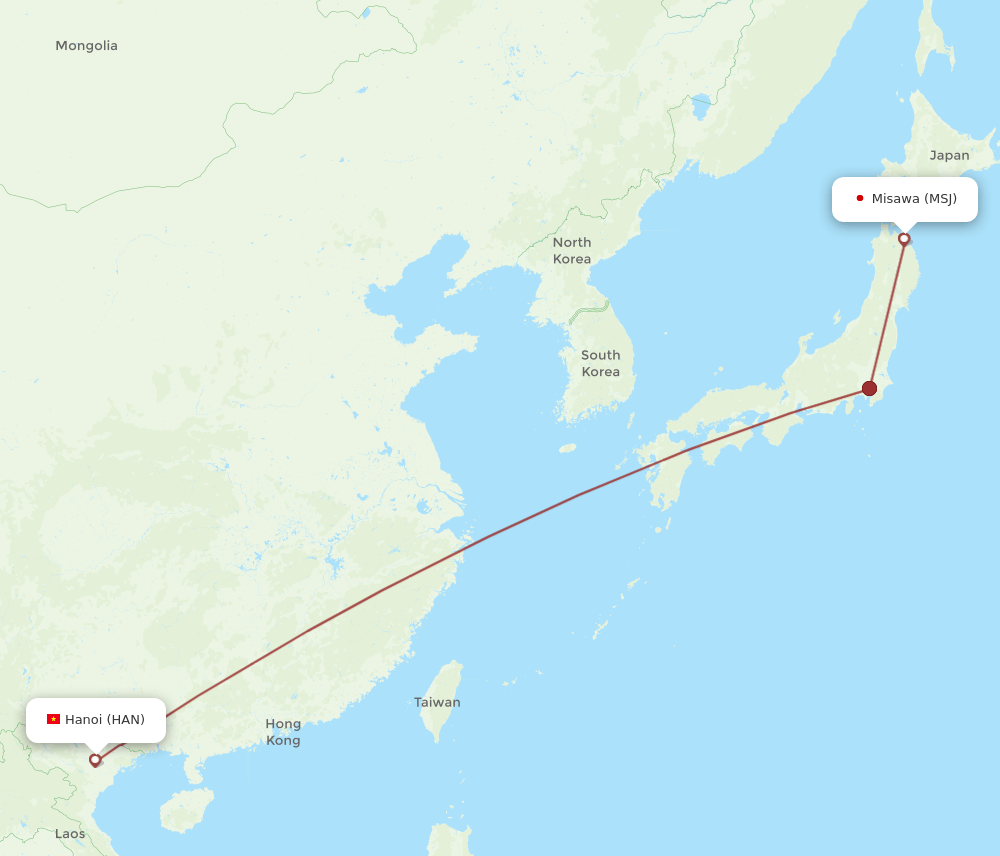 MSJ-HAN flight routes