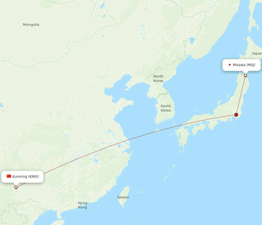 MSJ-KMG flight routes