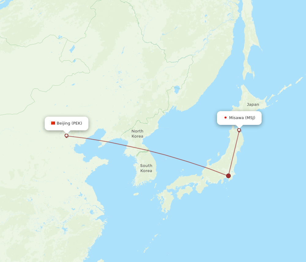 MSJ-PEK flight routes