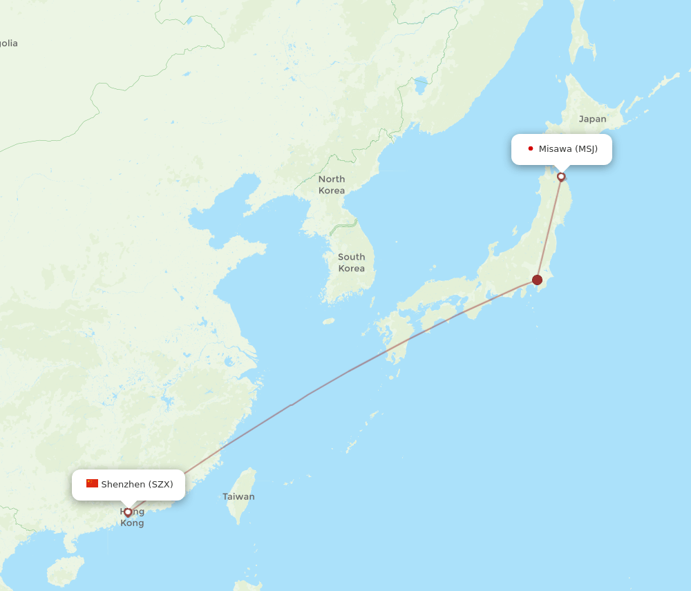MSJ-SZX flight routes