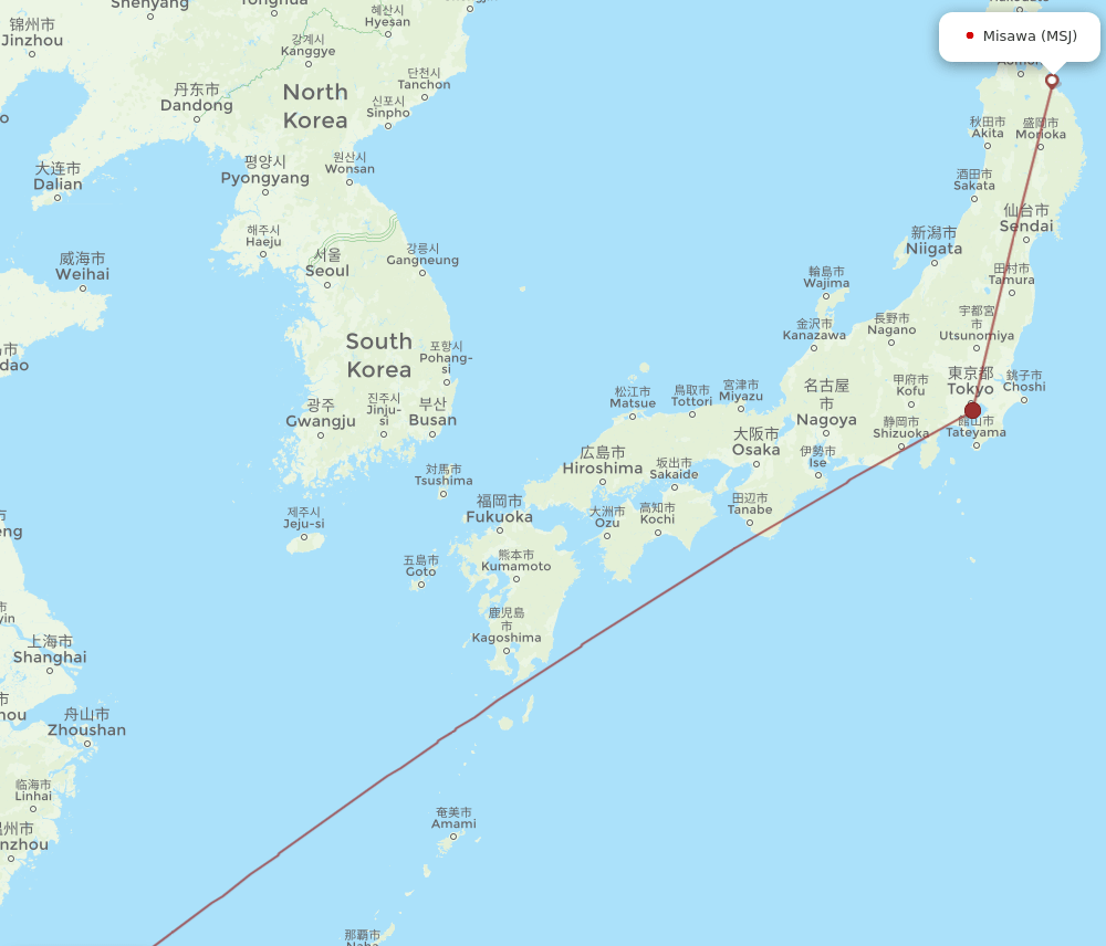 MSJ-TSA flight routes