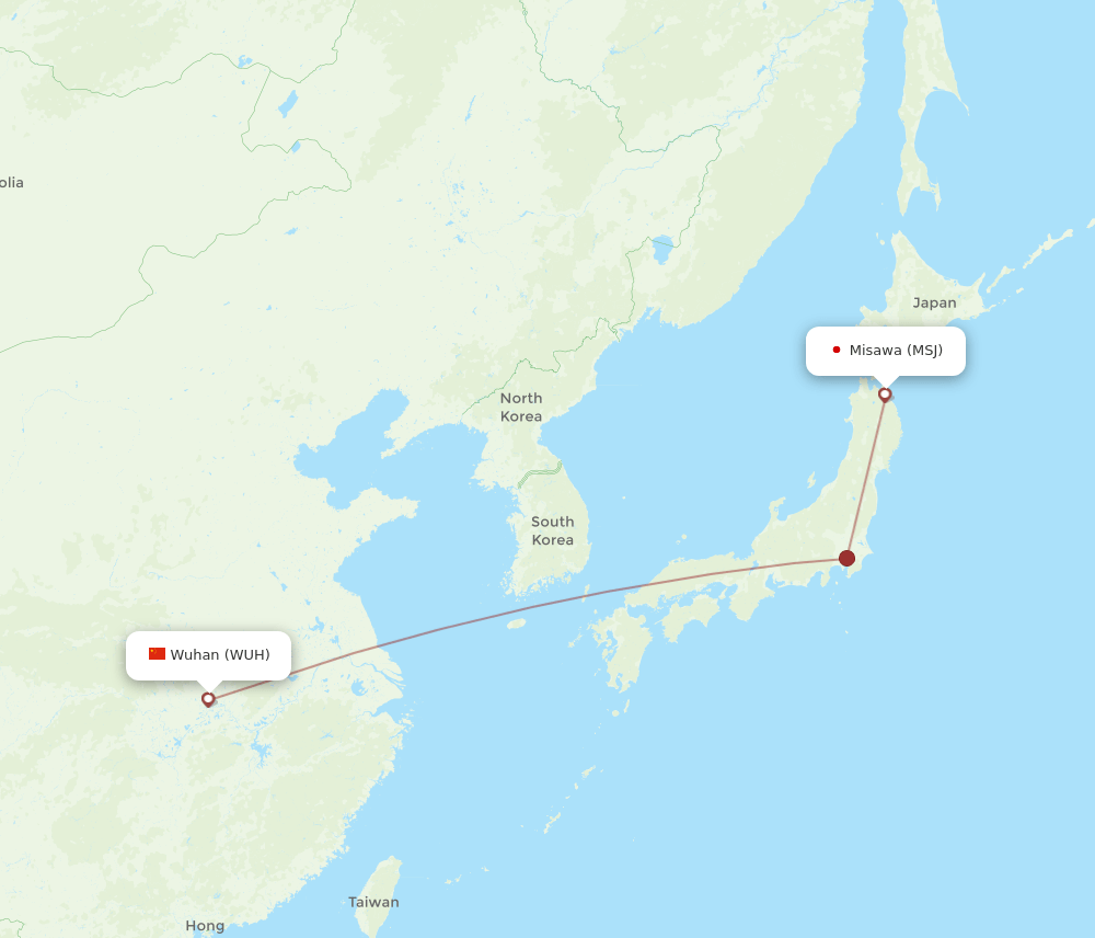 WUH to MSJ flights and routes map