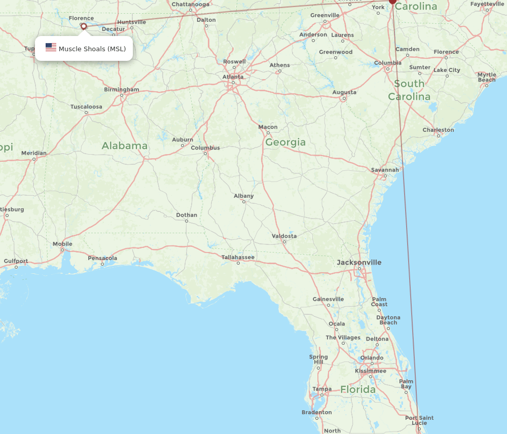 MSL-MIA flight routes