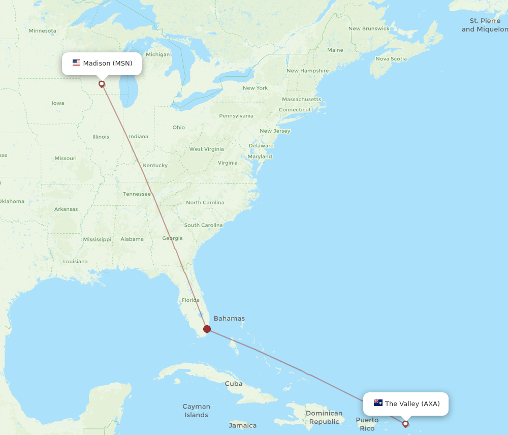 MSN-AXA flight routes