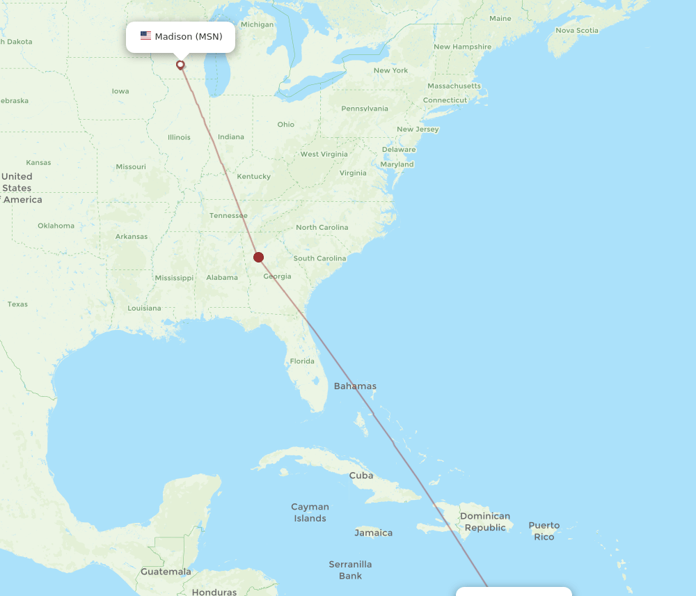 MSN-BON flight routes